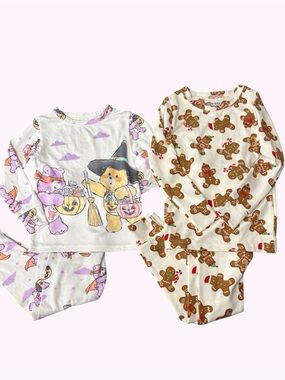 Care Bears Girls' Halloween Pajama Sets - and Old Navy gingerbread man Pjs  4T